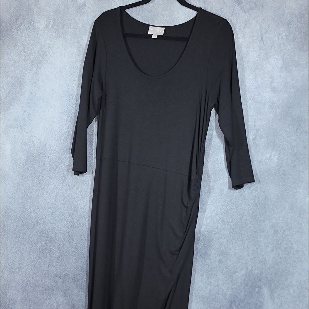 Pure Collection Black Ruched Jersey Knit Dress - Picture 14 of 16